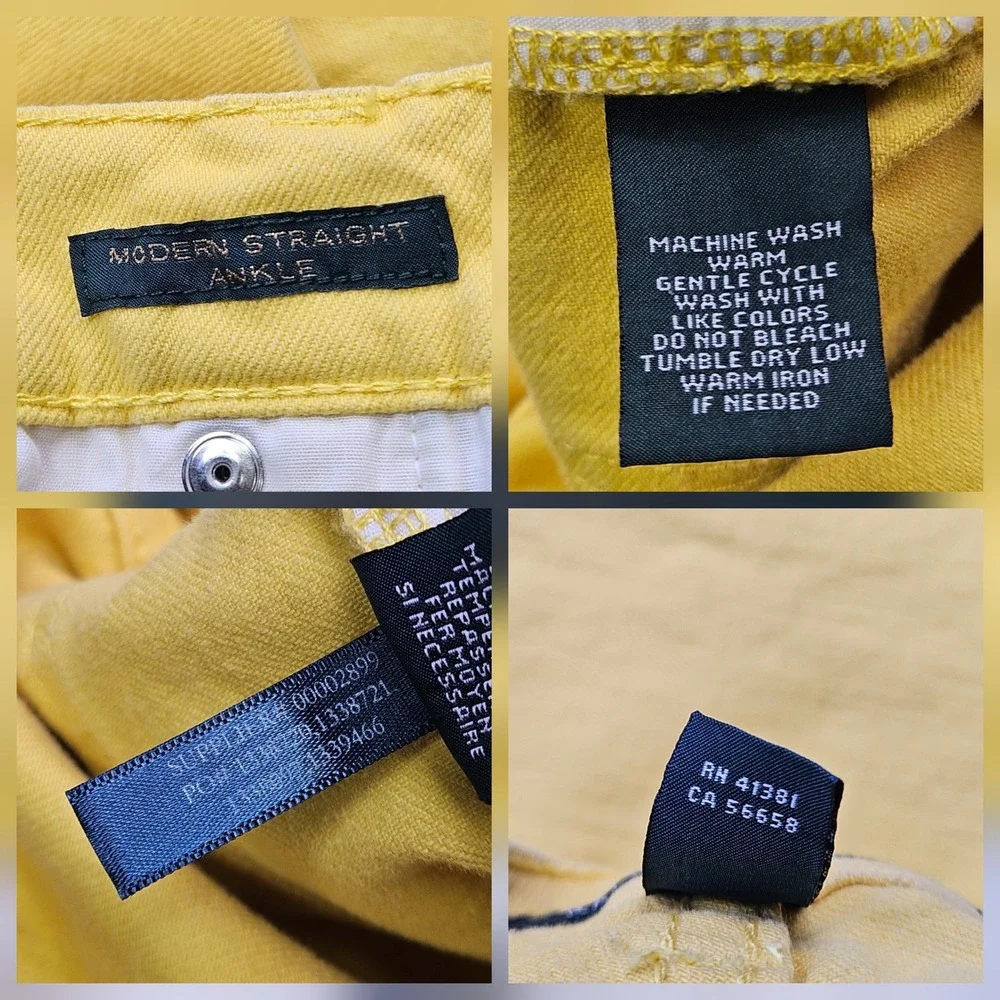 Lauren Jeans Co Ralph Lauren Pants Women 8 Yellow Straight Leg Cotton Blend